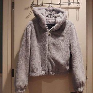 Bagatelle NYC Faux Fur Bomber Jacket w Hood - Size XS